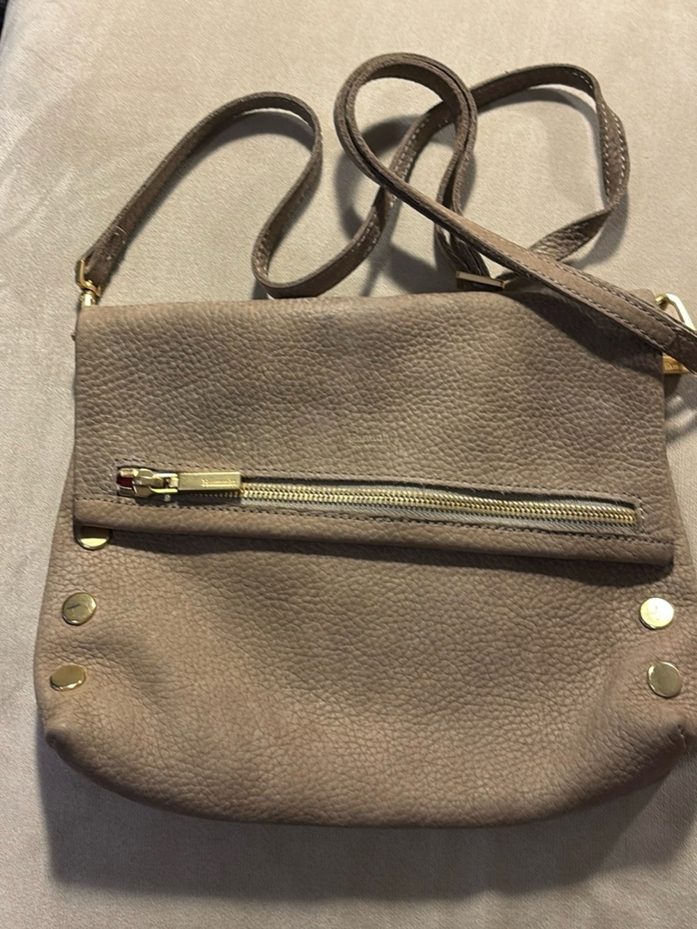 Hammitt Taupe VIP Crossbody Bag with Gold Hardware